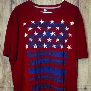 Mens Tommy Hilfiger Tshirt Sz XL Marron Stars Stripes